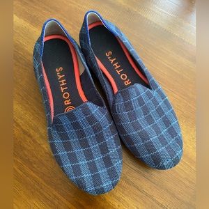 Rothy’s two tone plaid loafers blue/navy